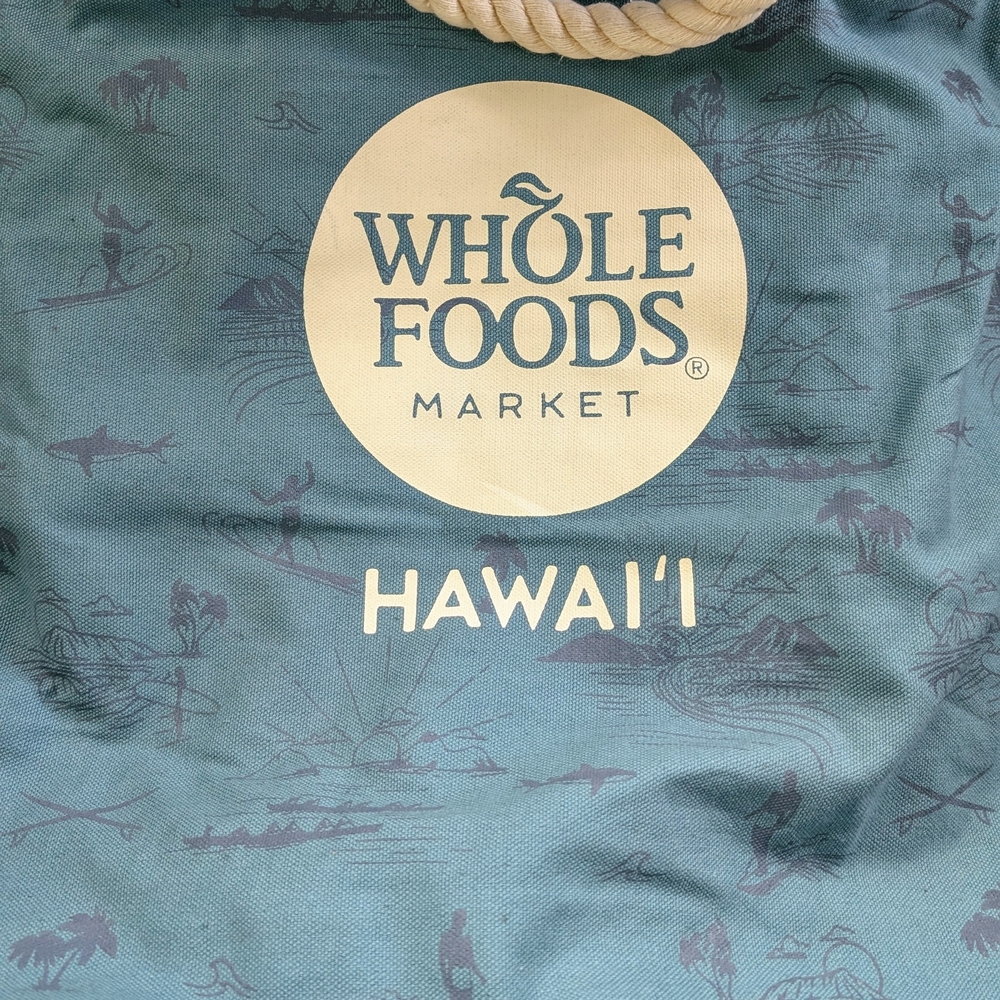 Whole Foods Hawaii Deluxe Teal Hawaiian Large Tote Bag